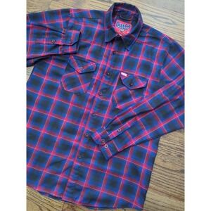 DIXXON Red and Blue Plaid Casual Button Down Shirt
